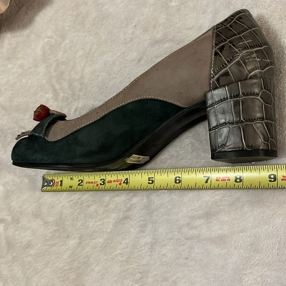 Block Heel Suede Leather Pump Slip On Shoes Sz 7 - Picture 7 of 13